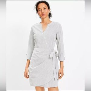LOFT Striped Mini Wrap Dress Size 14